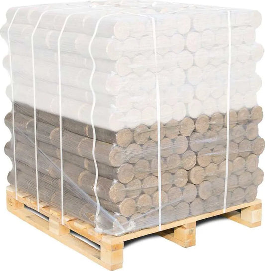 Premium Hartholzbriketts rund NESTRO Palette 480 kg – 48 Packungen à 10 kg