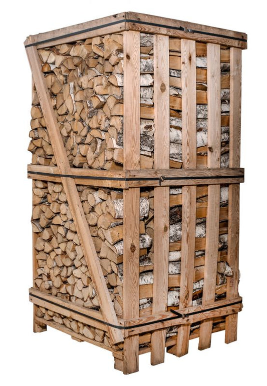 Birken-Brennholz 25 cm kammergetrocknet – 2 RM Palette (ca. 2,8 SRM, 835 kg)