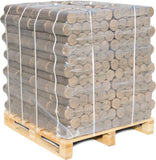 Premium Hartholzbriketts rund NESTRO Palette 960 kg – 96 Packungen à 10 kg