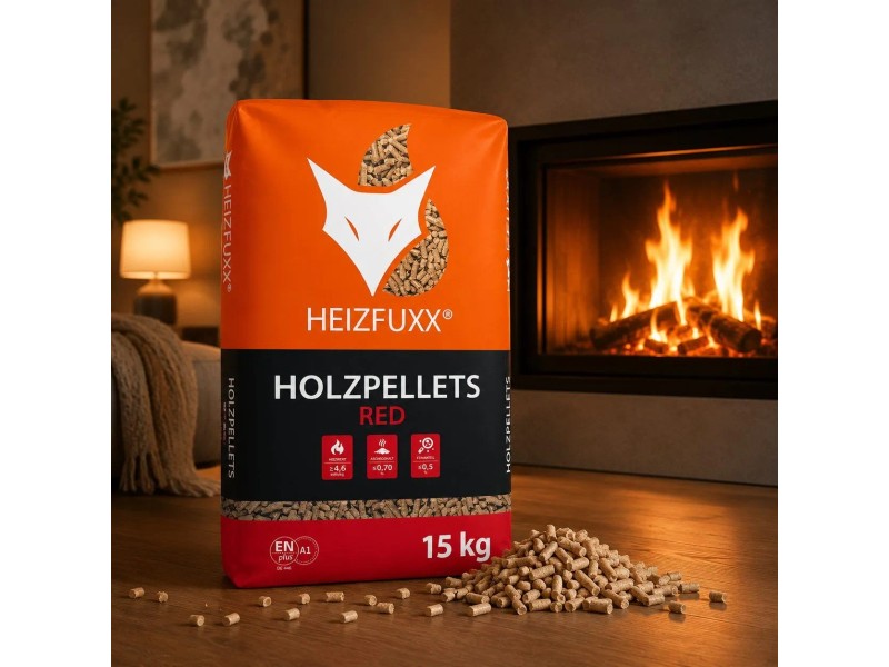 Heizfuxx Red Holzpellets ENplus A1 Palette 300 kg – 20 Säcke à 15 kg