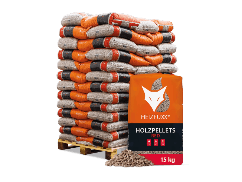 Heizfuxx Red Holzpellets ENplus A1 Palette 975 kg – 65 Säcke à 15 kg