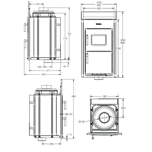 Buderus Logaflame HLG317 Heizeinsatz 12 kW Kachelofen Guss (EEK A+)