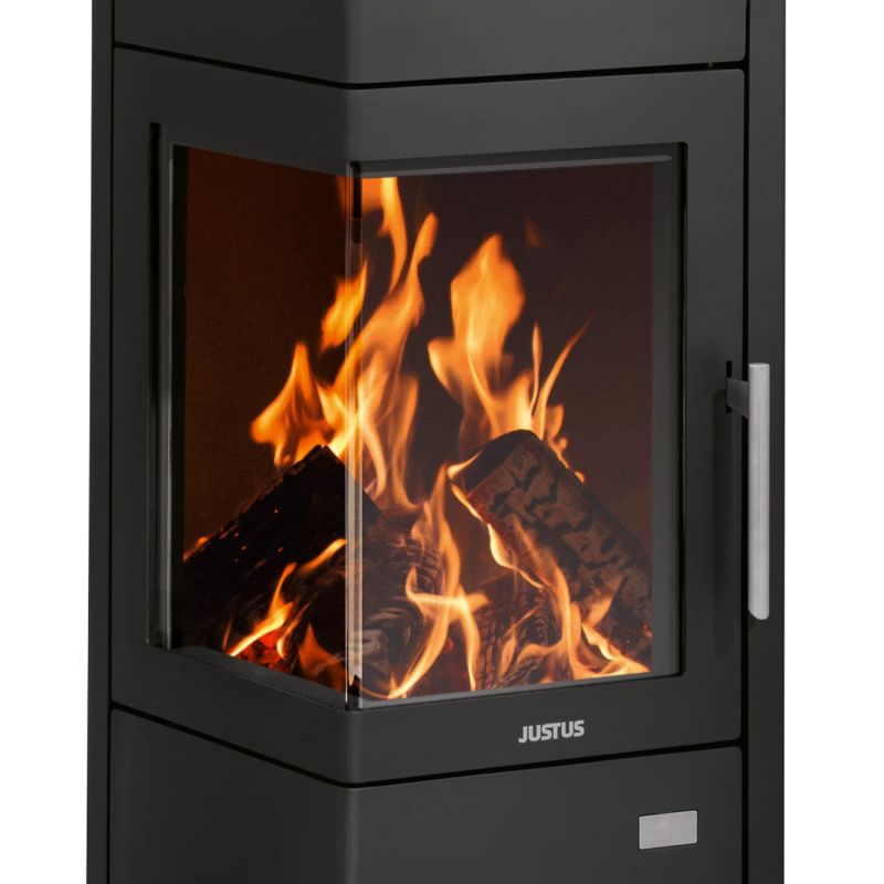 Justus Diego wärmePlus Kaminofen 6 kW Stahl Schwarz (Eckofen A+)