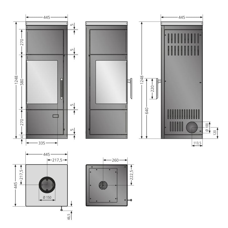 Justus Diego wärmePlus Kaminofen 6 kW Stahl Schwarz (Eckofen A+)