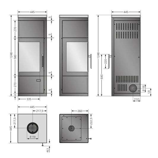 Justus Diego wärmePlus Kaminofen 6 kW Stahl Schwarz (Eckofen A+)